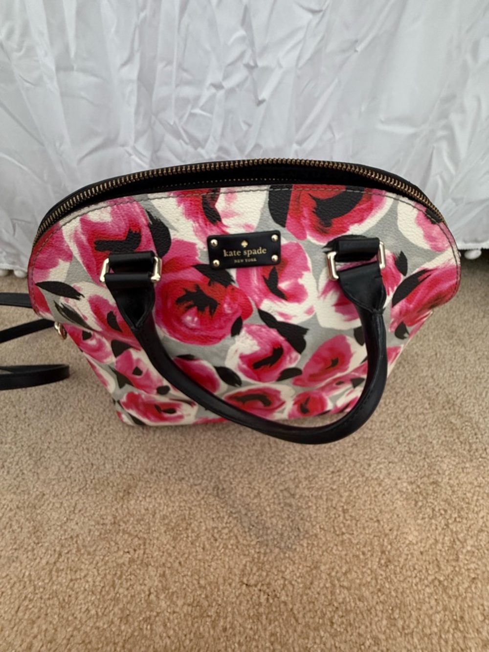 Kate Spade Pink Floral Dome Satchel Bag